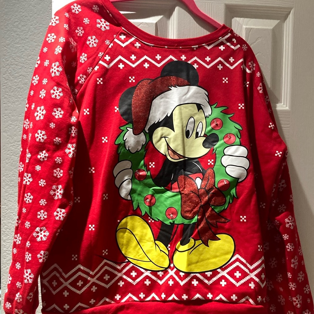 Red Mickey Mouse Christmas light up Sweater
